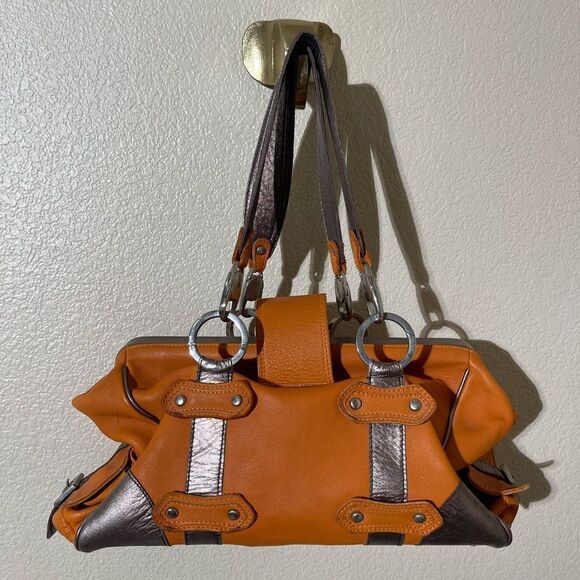 Handbags - Gustto Orange and Silver Women's Handbag